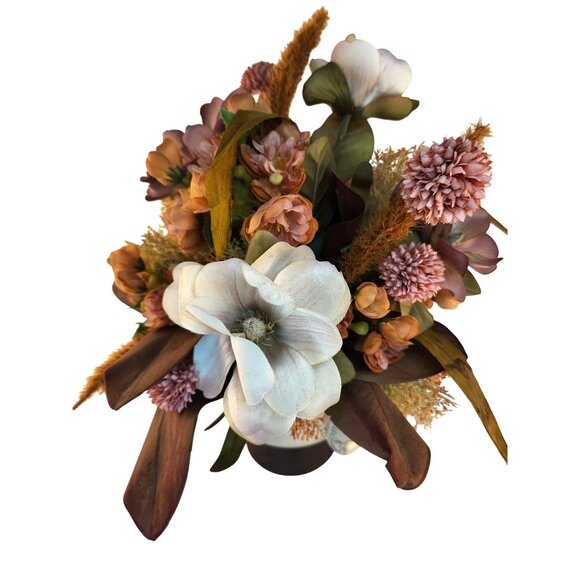 Magnolia Fall Floral Arrangement In Ornate Ceramic Vase Made by Flower Barn - Picture 3 of 16